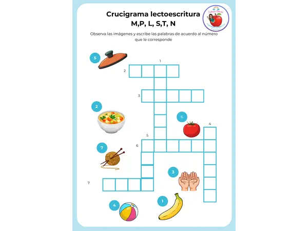 Crucigrama Lecto escritura nivel inicial 
