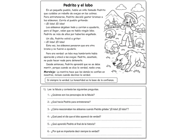 Fábula Pedrito y el Lobo