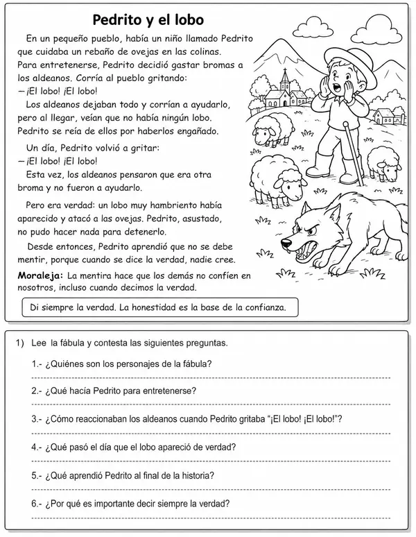 Fábula Pedrito y el Lobo