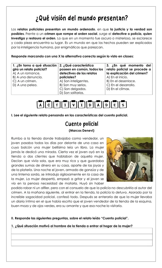 Guía de trabajo - Características relatos policiales - 8° (Lengua y literatura)