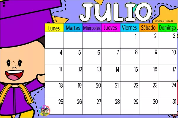 Calendario Julio 