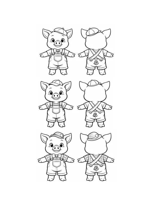 Marionetas o Títeres Los Tres Cerditos | Printable para Colorear