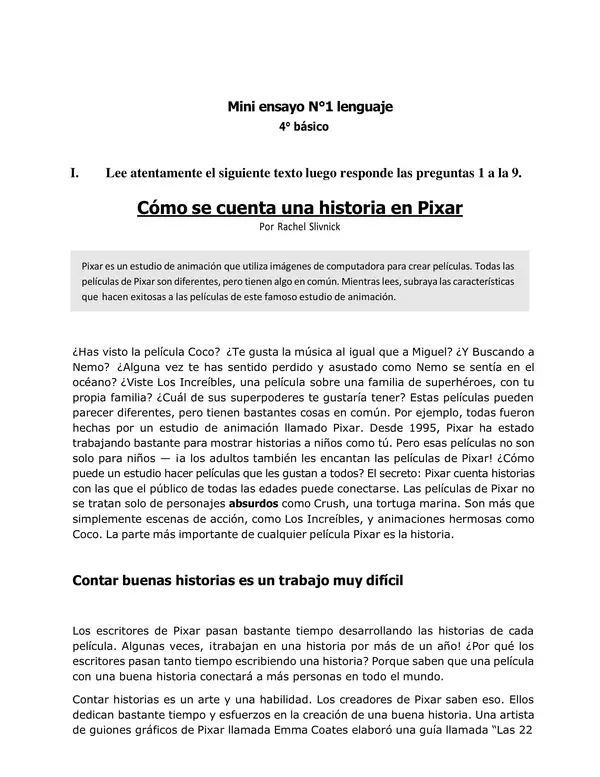 Pack N°1 SIMCE lectura 4° básico.