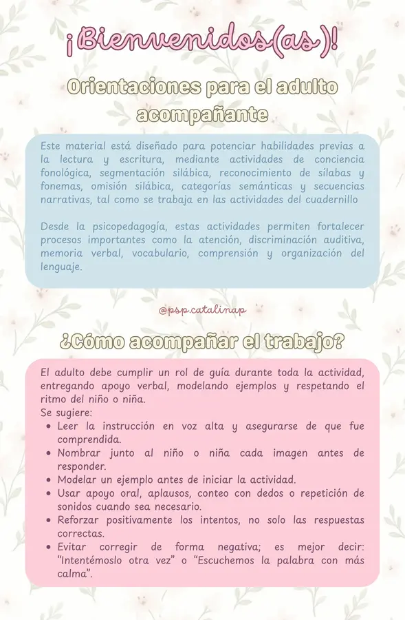 Cuadernillo de Potenciación de Habilidades para la Lectura y Escritura | Conciencia Fonológica