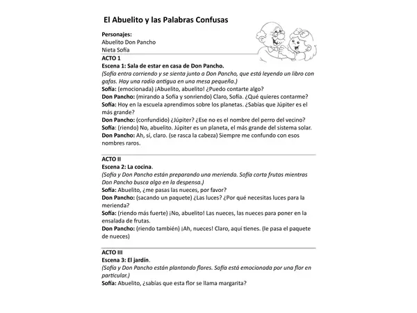 Comprensión el abuelito y las palabras confusas 