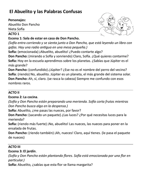 Comprensión el abuelito y las palabras confusas 