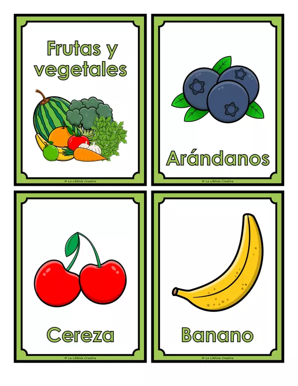 Tarjetas Ilustrativas Grupos Alimenticios Comida Saludable Recortar Color 