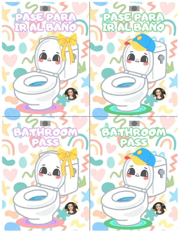 Pases para ir al baño: Español e Ingles