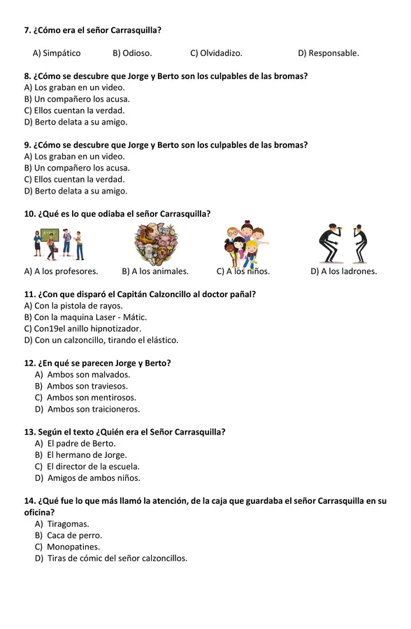 EVALUACIÓN PLAN LECTOR: LAS AVENTURAS DEL CAPITAN CALZONCILLOS