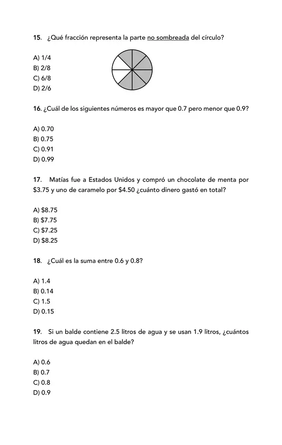 2° Ensayo SIMCE Matemáticas Cuarto Básico