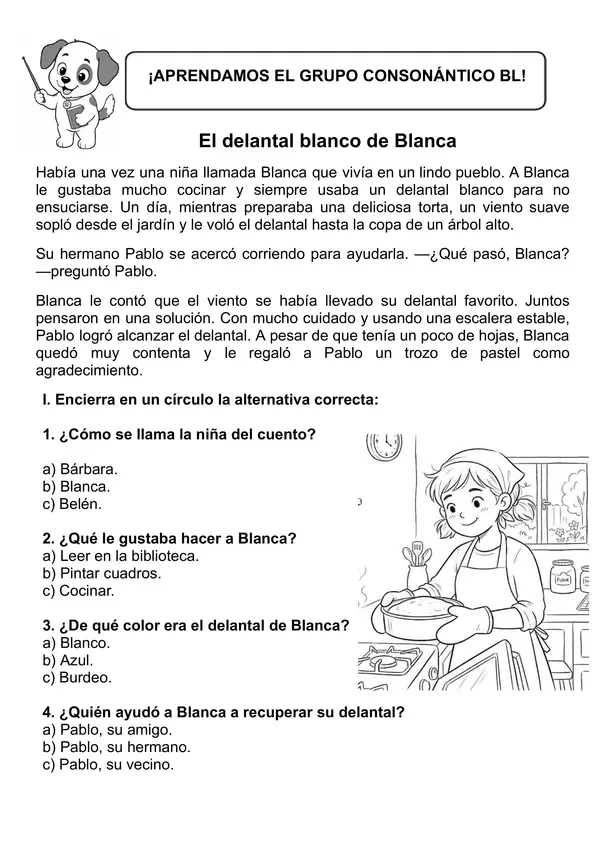 Comprensión Lectoras: Grupos Consonánticos (bl,br,cl,cr)
