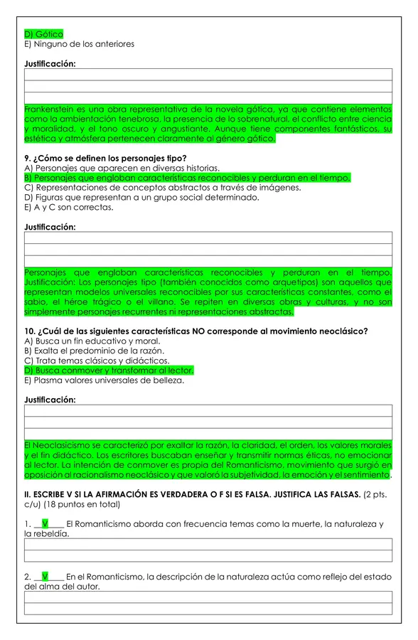 Prueba Literatura - Romanticismo 