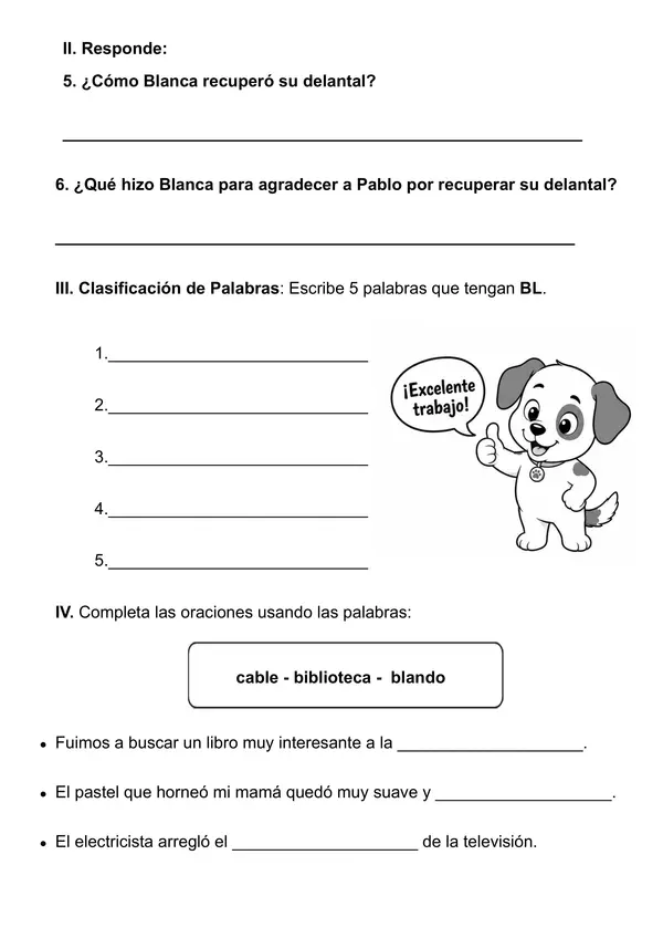 Comprensión Lectoras: Grupos Consonánticos (bl,br,cl,cr)