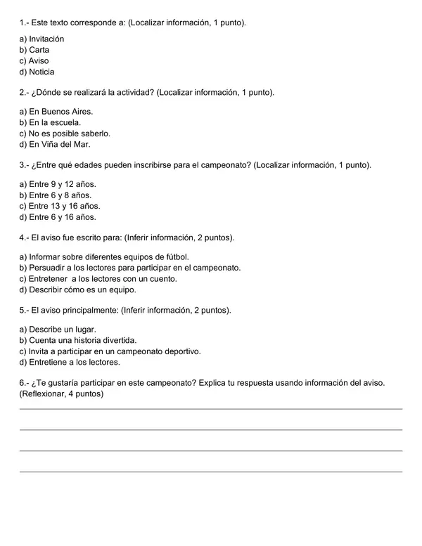 Diagnóstico Lenguaje y Comunicación sexto básico (primer semestre) 