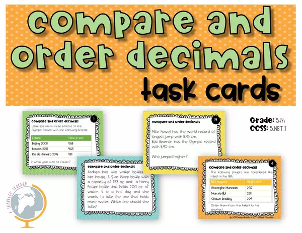 Compare and order decimals task cards