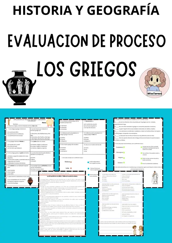 Evaluación de Historia: Los Griegos - Vida Cotidiana, Educación y Legado