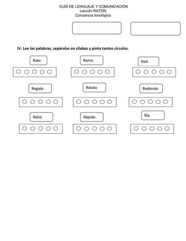 guía método Matte lección ratón, conciencia fonológica