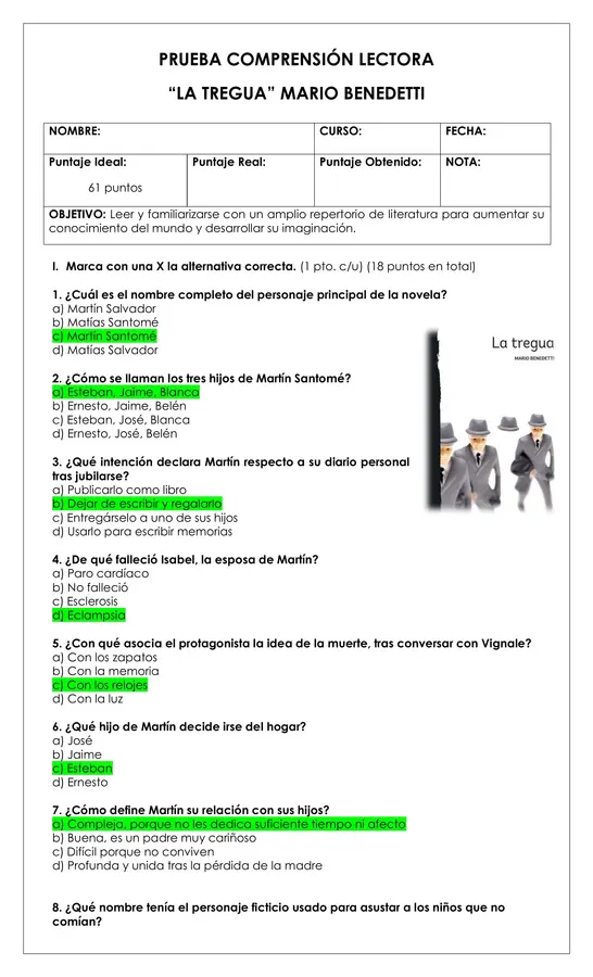 Prueba Lectura - La tregua