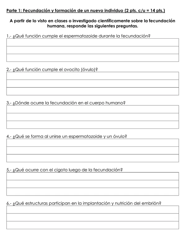 Ciencias Naturales – Fecundación, Métodos Anticonceptivos y Paternidad Responsable 7° Básico