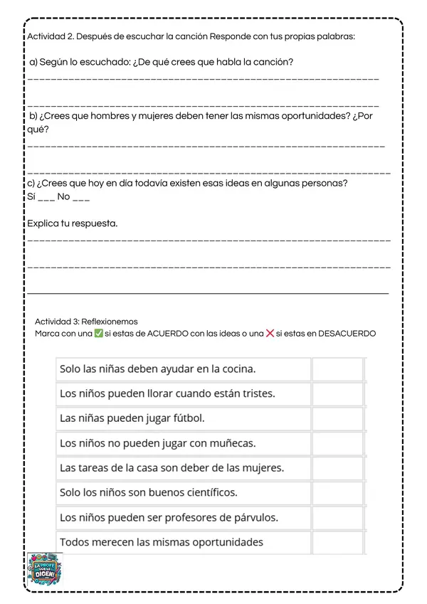 Reflexiona sobre la igualdad de genero, a través de la música. 