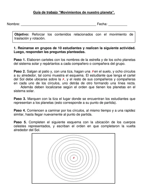 Guía de ciencias "Movimientos de nuestro planeta"