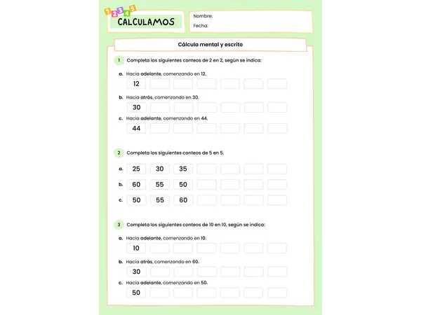 Ficha Calculo mental