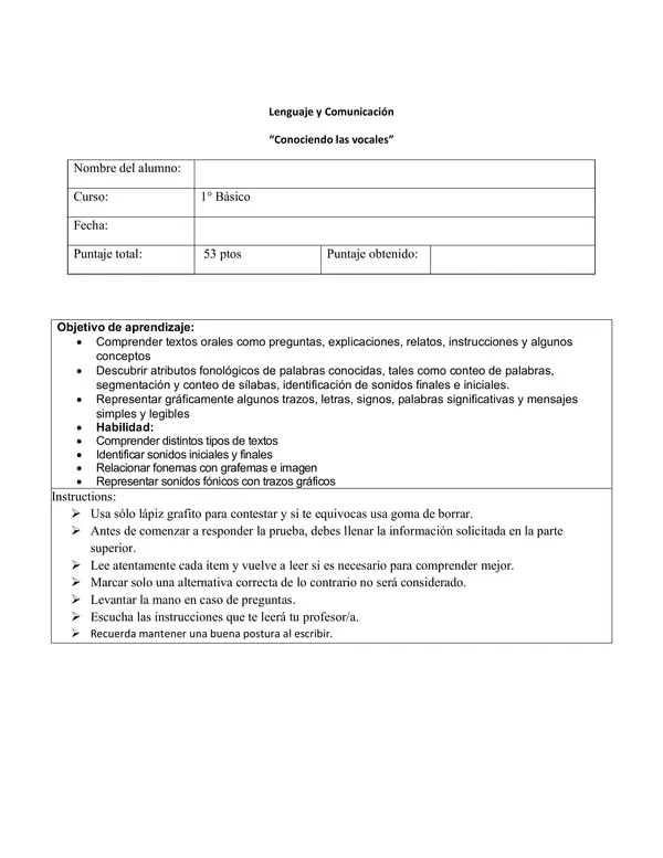 Evaluación vocales 
