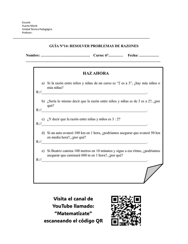 Resolver problemas con razones - Sexto básico