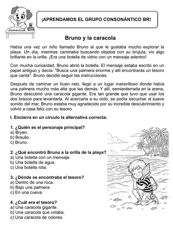 Comprensión Lectoras: Grupos Consonánticos (bl,br,cl,cr)
