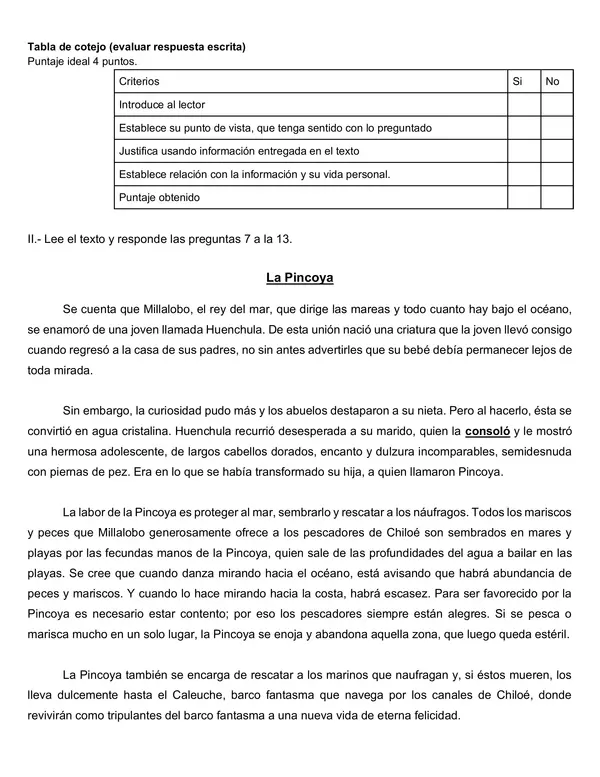 Diagnóstico Lenguaje y Comunicación sexto básico (primer semestre) 