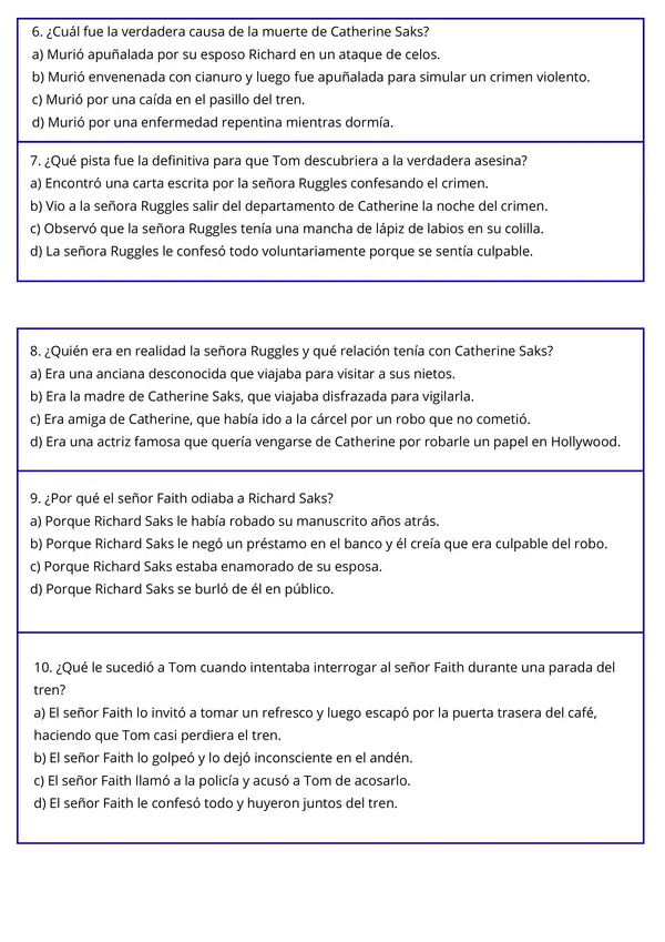 Prueba Asesinato en el Canadian Express