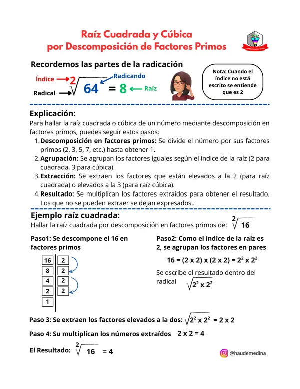 Raíces Cuadradas y Cúbicas por Descomposición de Factores