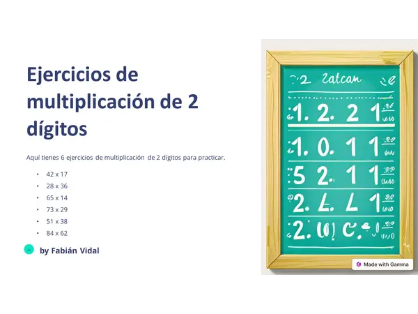 Varios ejercicios de multiplicación de 2 dígitos (Parte 1)