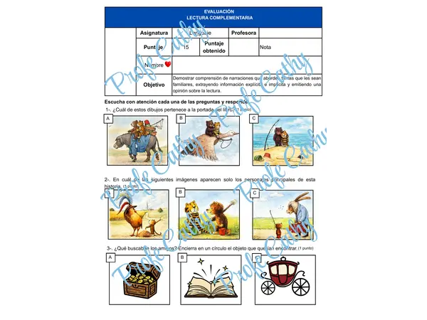 Evaluación "Vamos a buscar un tesoro"