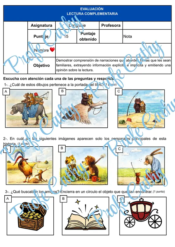 Evaluación "Vamos a buscar un tesoro"