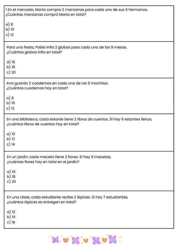 Problemas Matemáticos, Mulriplicación X2,X3,X4,X5