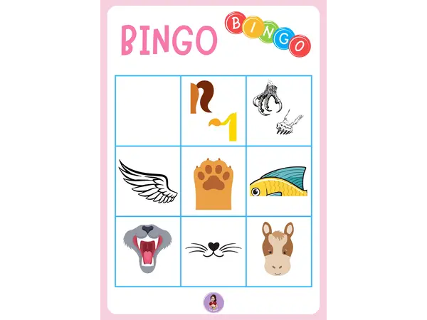Bingo Partes del cuerpo de mascotas