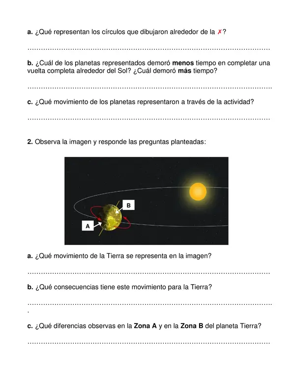 Guía de ciencias "Movimientos de nuestro planeta"