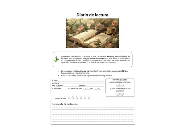 "Diario de lectura" (Reading Journal)