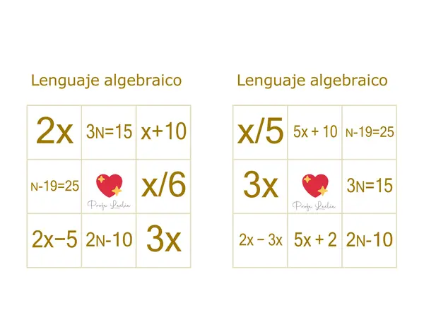 Bingo lenguaje algebraico