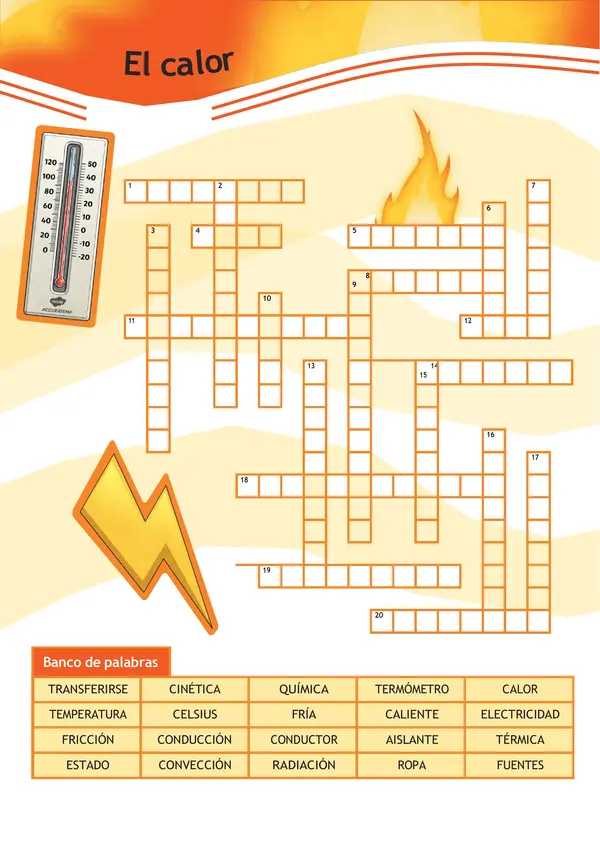 Crucigrama de CALOR: 6 básico