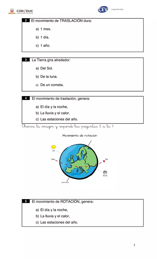 Evaluación estaciones del año, dia y noche