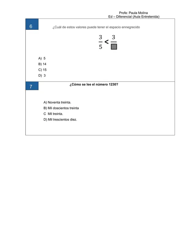 Ensayo SIMCE N°3 de Matemática para 6° Básico 