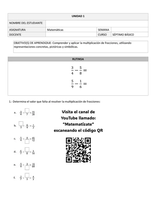Multiplicación de fracciones: Concreto, pictórico y simbólico