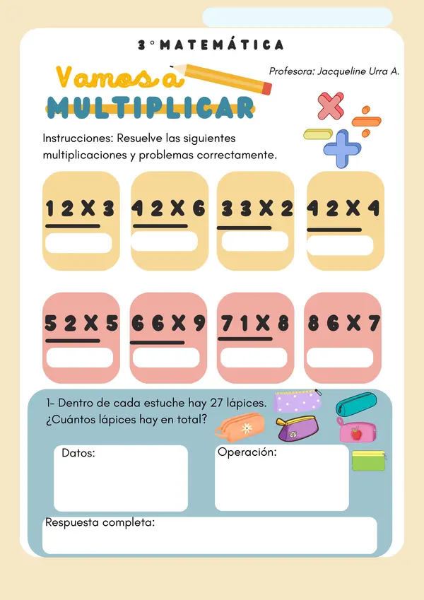 Guía de ejercicios de multiplicación y división 