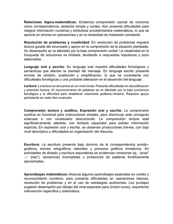Ejemplo informe psicopedagogico PIE