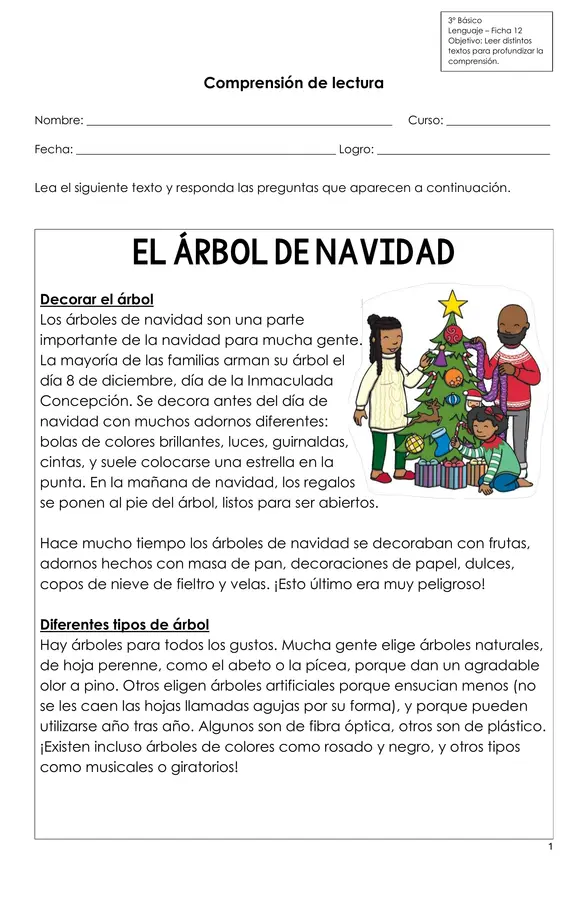 Comprensión de lectura (Cuento)