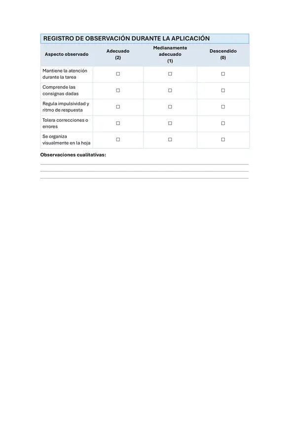 Evaluación psicopedagogica Informal Tercero básico