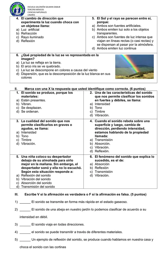 Diagnóstico Ciencias Naturales 4to básico
