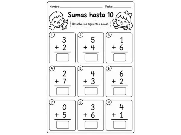 SUMAS VERTICALES HASTA EL 10